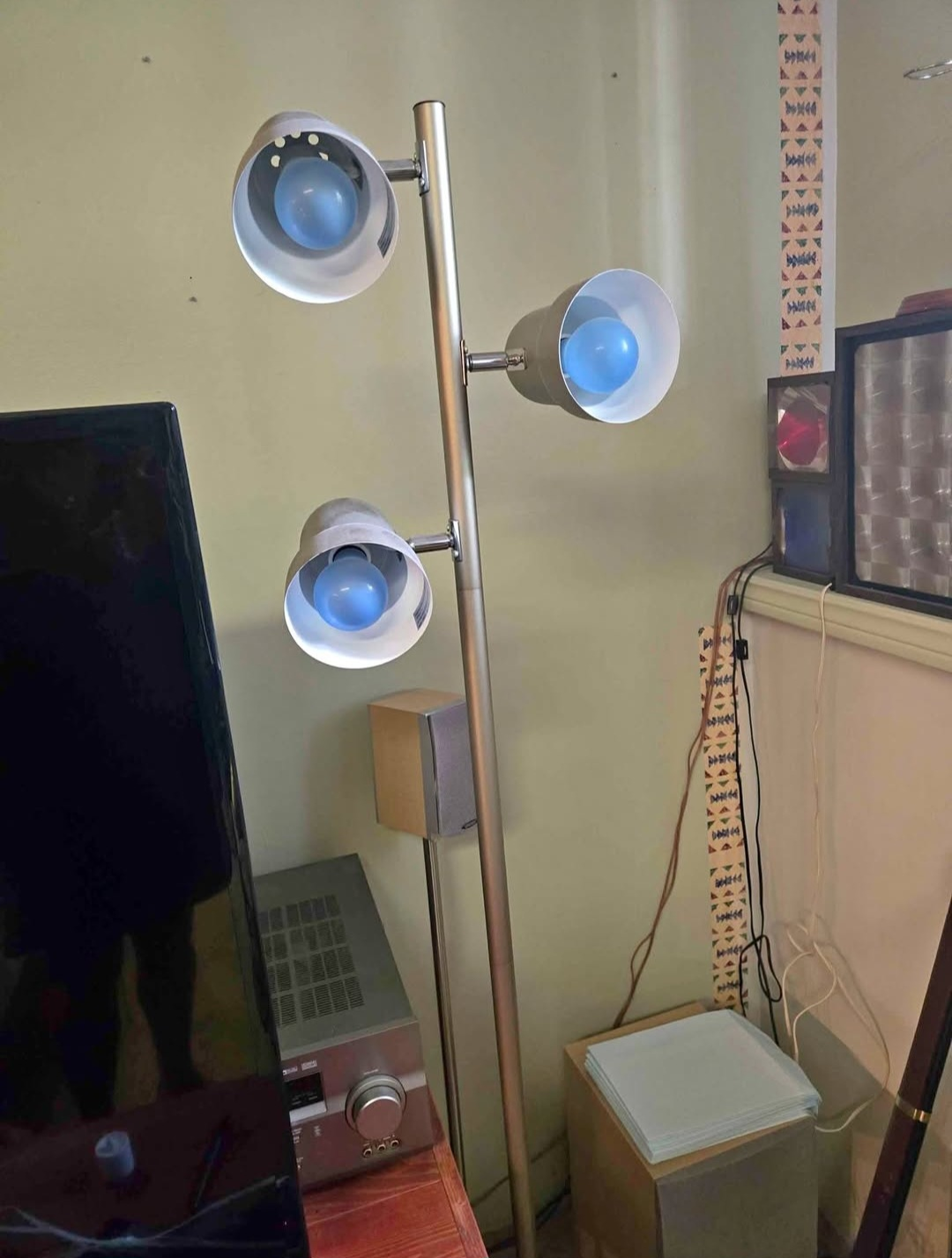 Silver Metal Tri-light Floor Lamp
