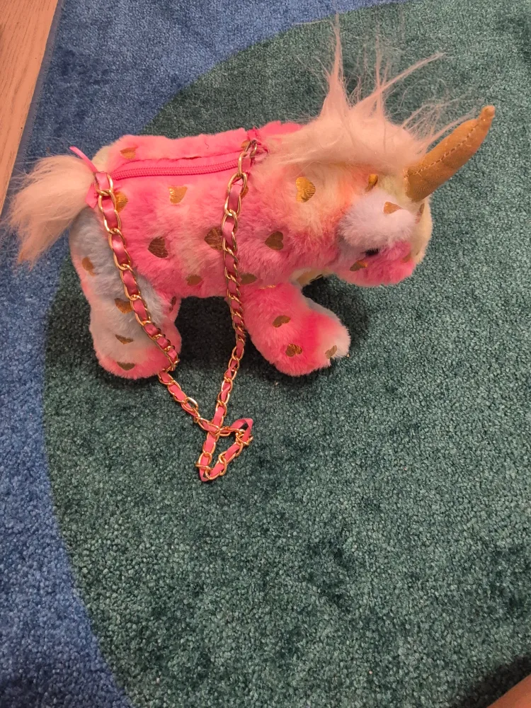 Unicorn Plush Purse with Gold Chain thumbnail