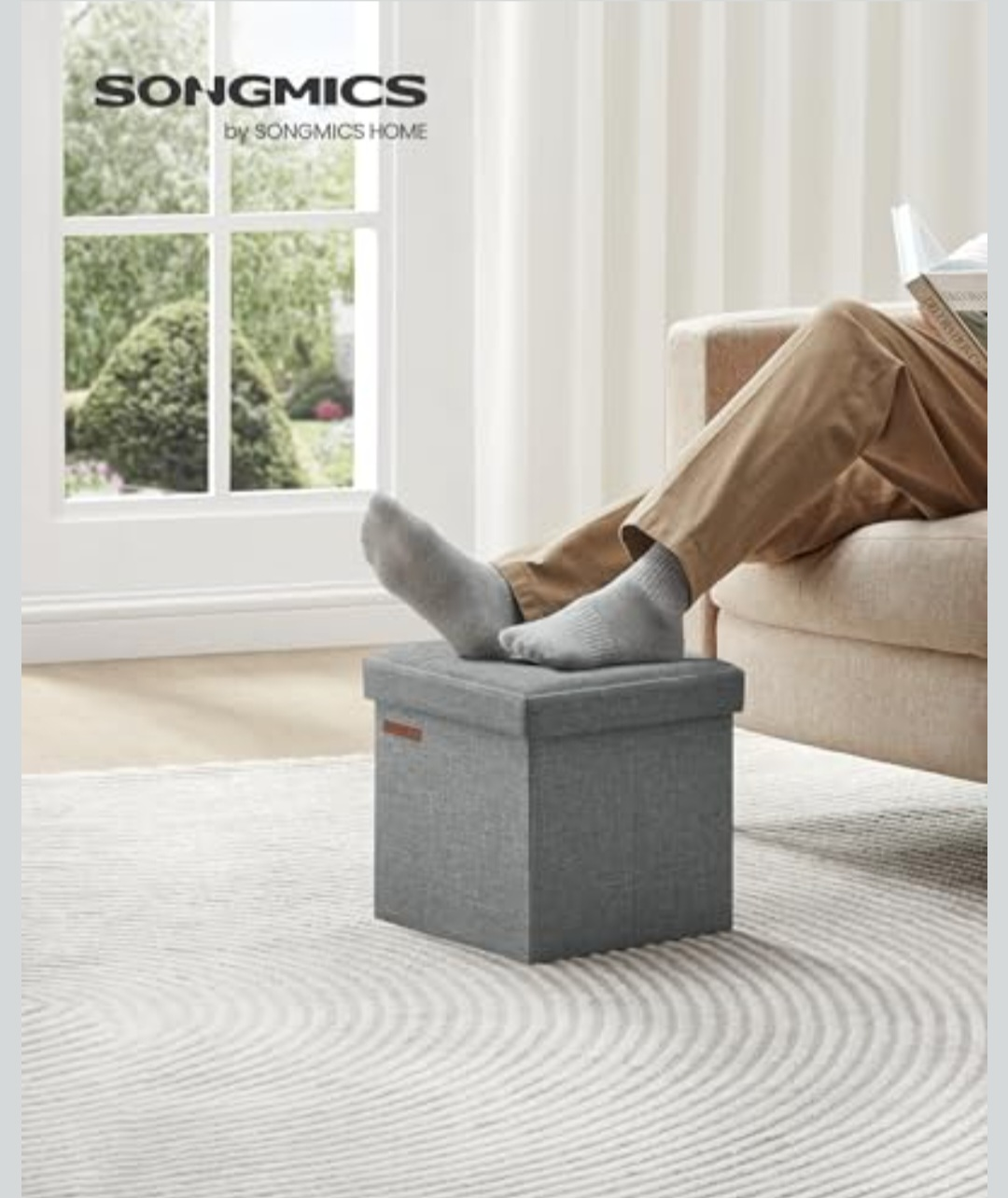 SONGMICS Grey Foldable Storage Ottoman - photo 2