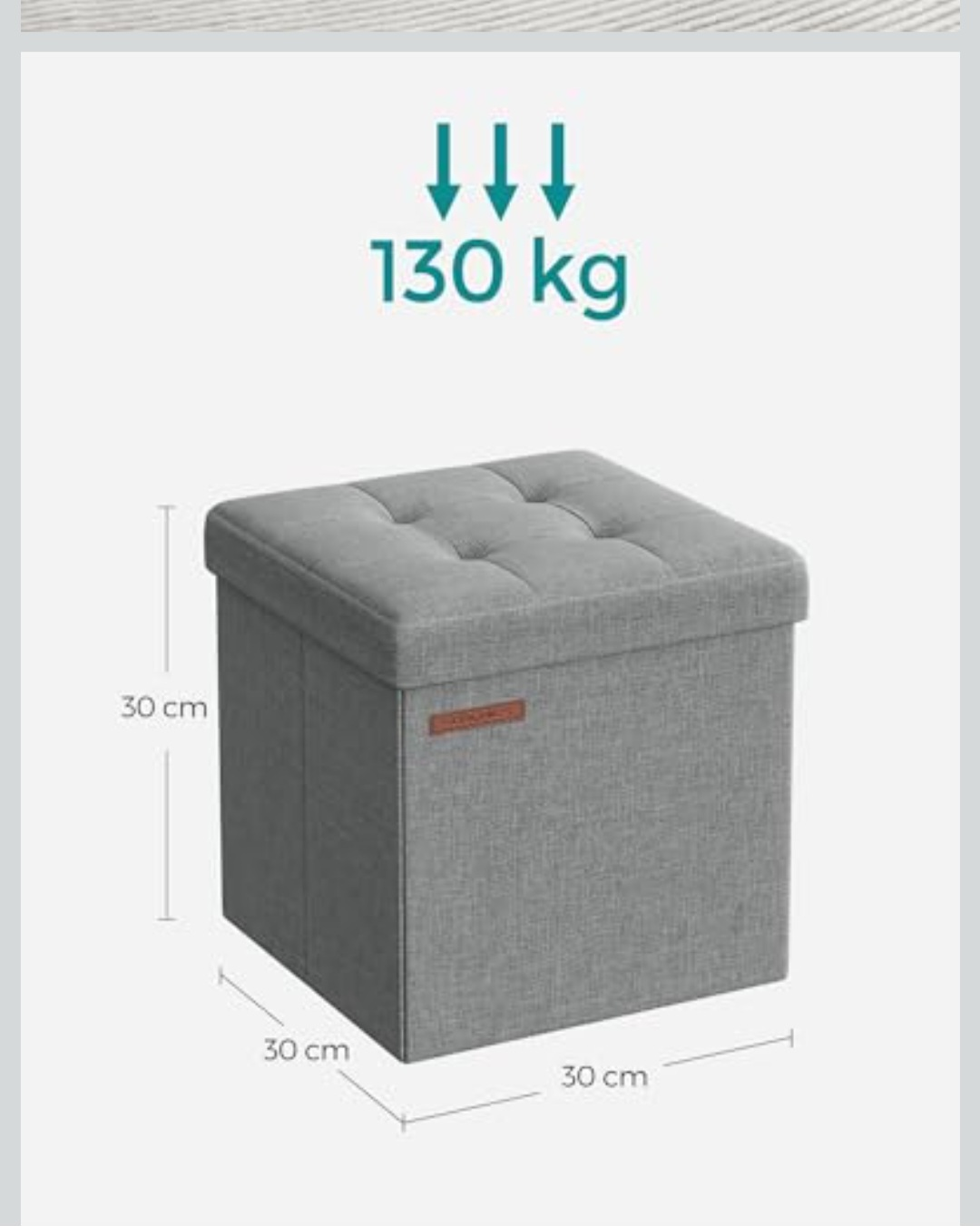SONGMICS Grey Foldable Storage Ottoman - photo 3