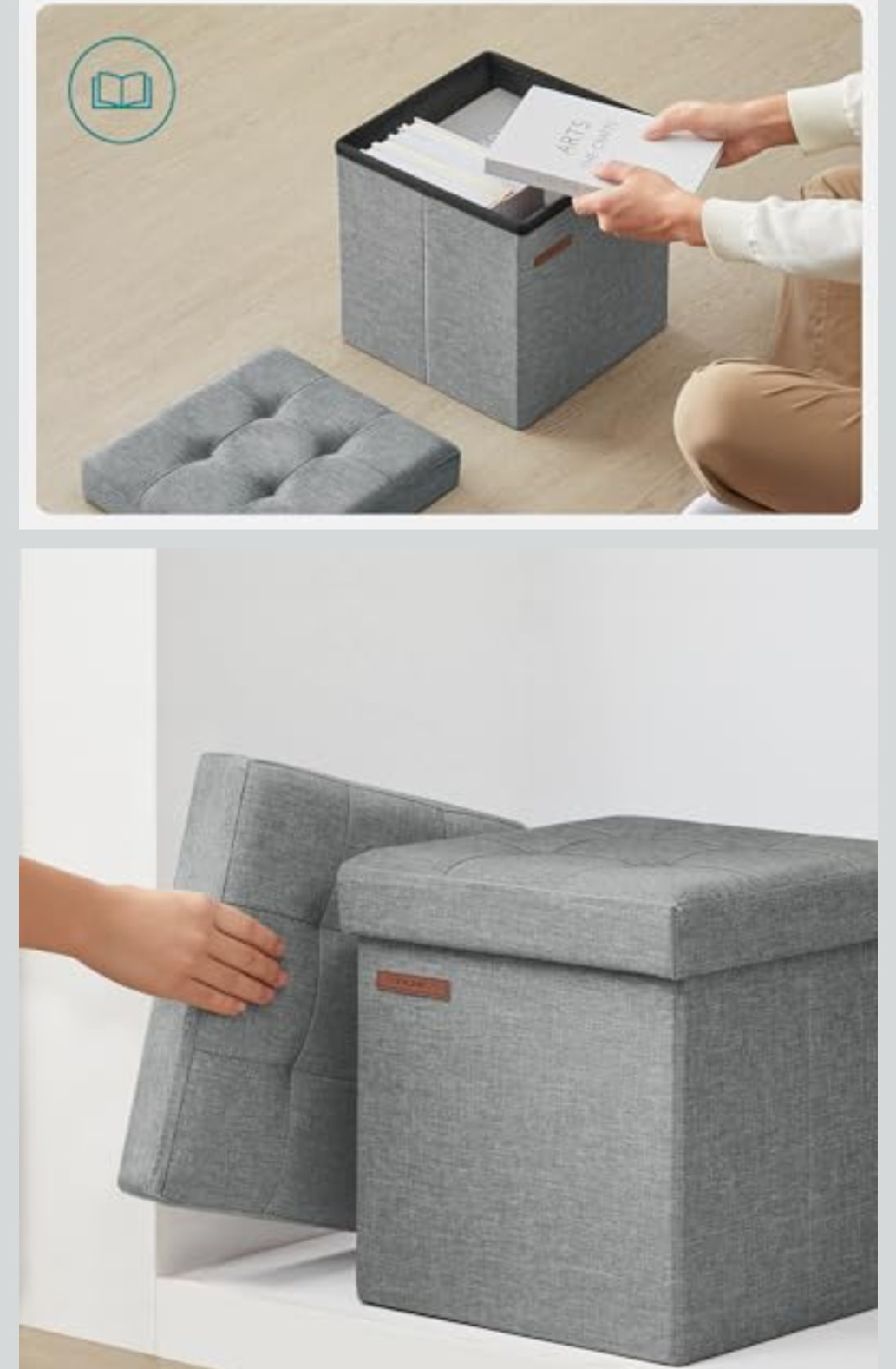 SONGMICS Grey Foldable Storage Ottoman - photo 4