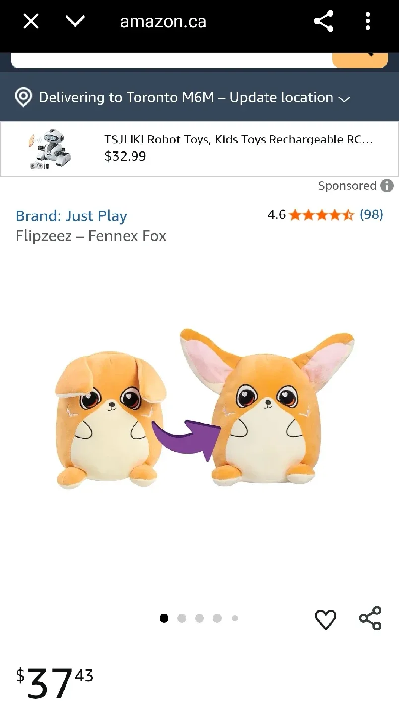 Just Play Flipzeez Fennec Fox Plush - NEW thumbnail