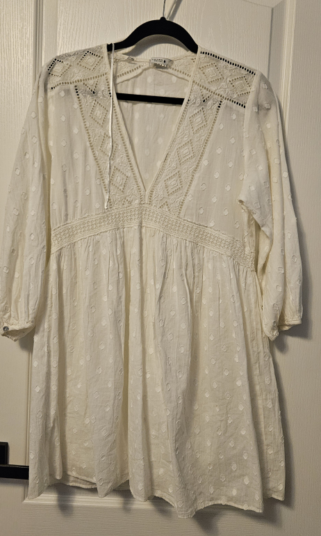 Zara White Embroidered Dress