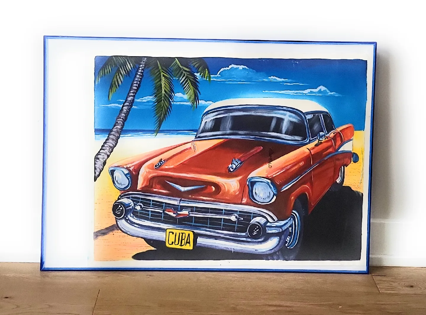 Art print of 1957 Chevrolet Bel Air with CUBA plate. 28 x 20" image indicator(2)