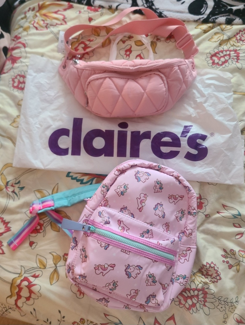 Claire's Pink Fanny Pack & Unicorn Backpack From Claries