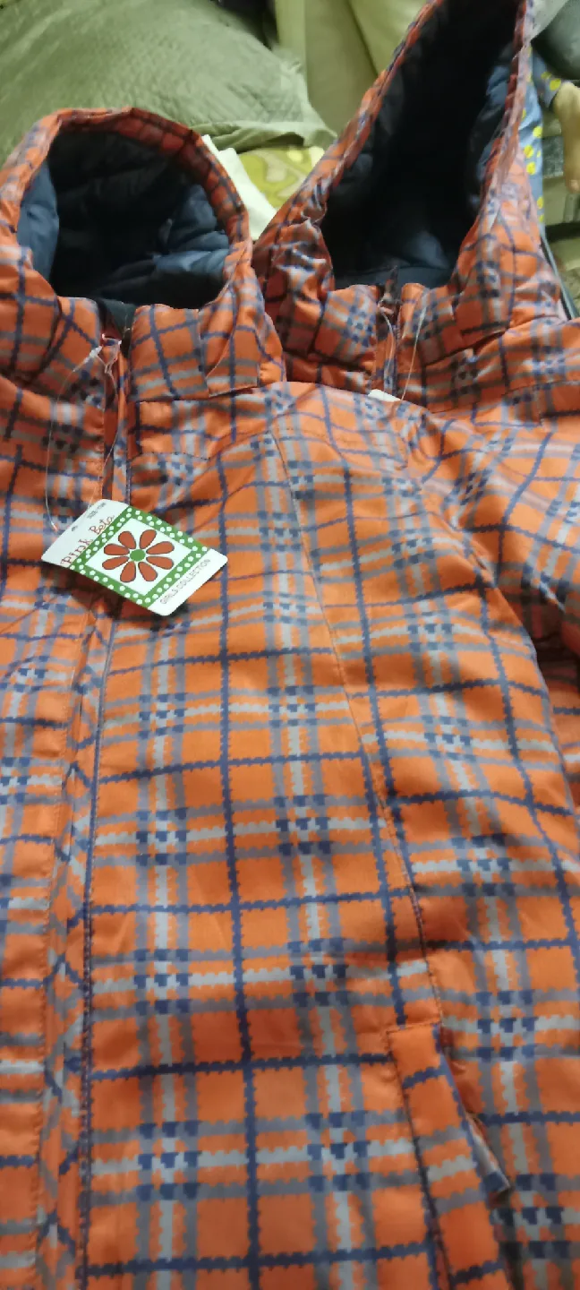 Pink & Blue Orange Plaid Puffer Jacket image indicator(3)