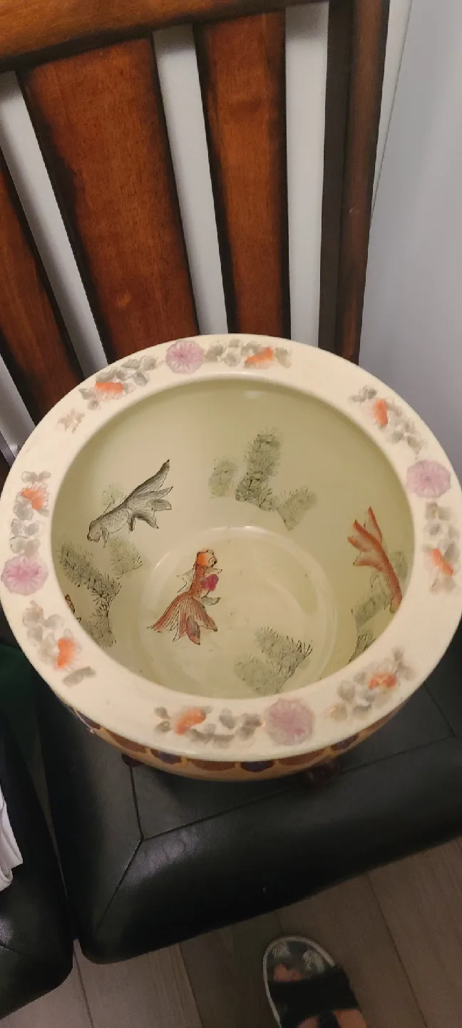 Vintage Asian Fish Bowl Planter with Stand image indicator(2)