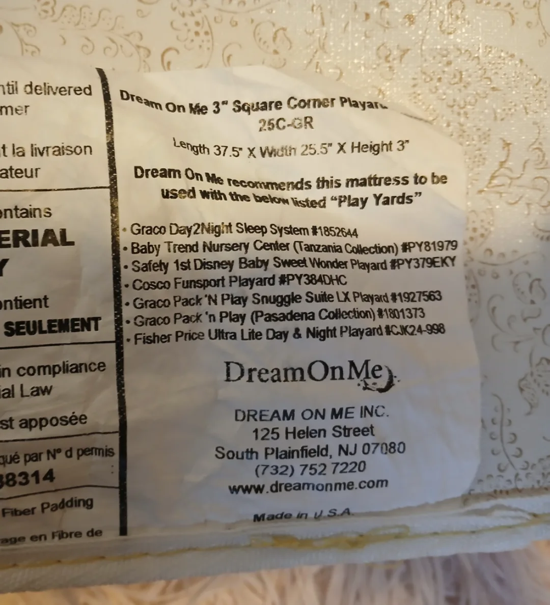 Mini Crib/Pack n play Mattress -" Dream On Me" image indicator(3)