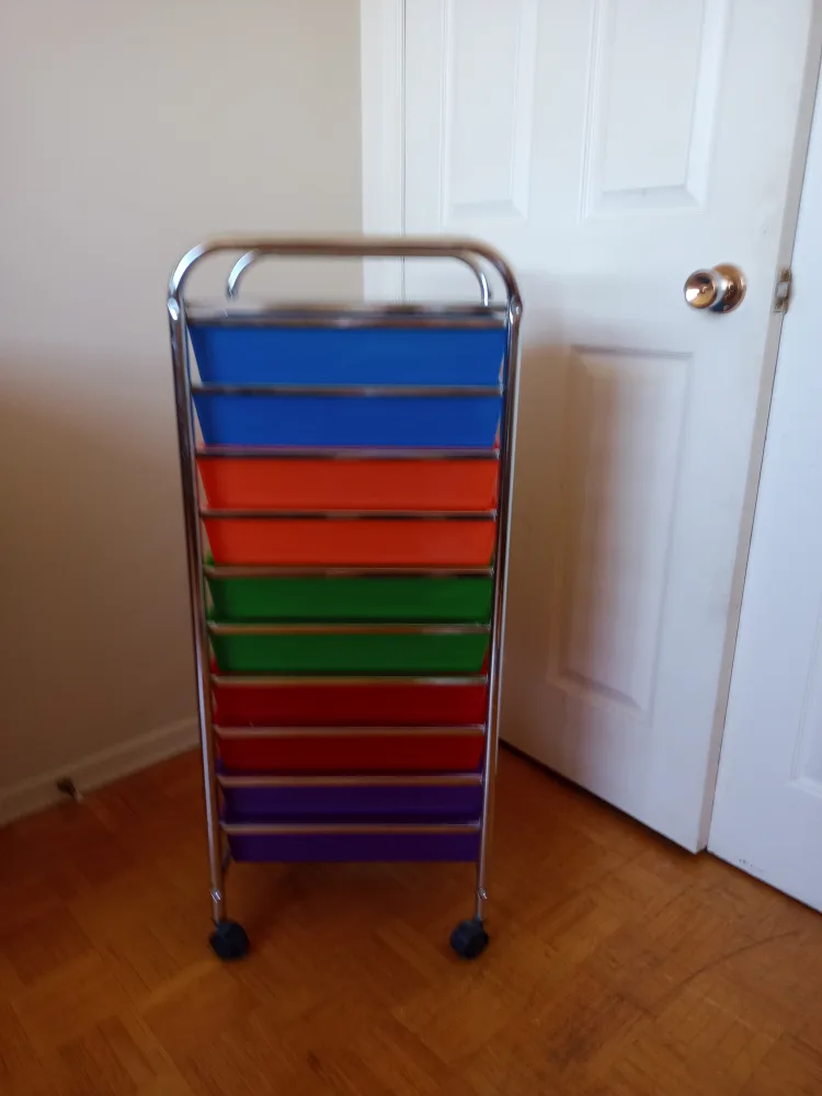 Rolling Storage Cart with Colourful Drawers image indicator(2)