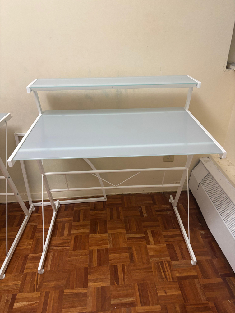 White Glass Top Desk