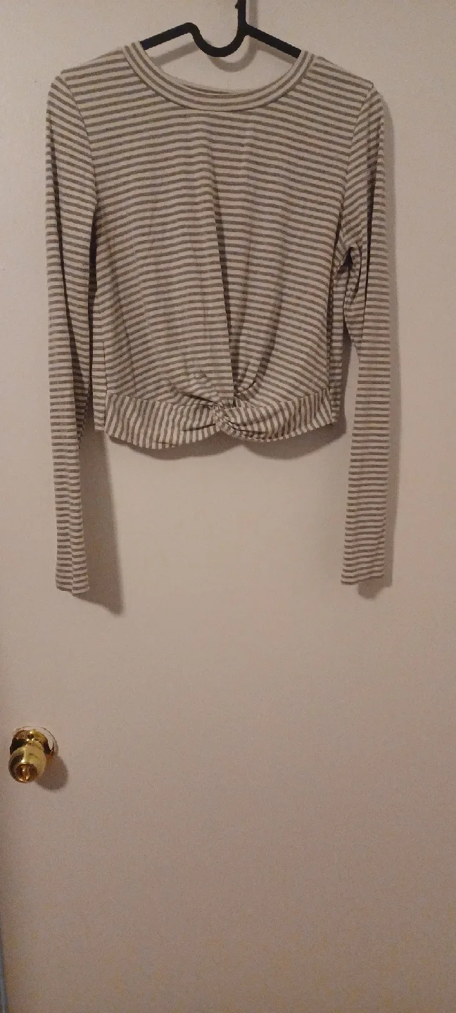 Striped Long Sleeve Crop Top thumbnail