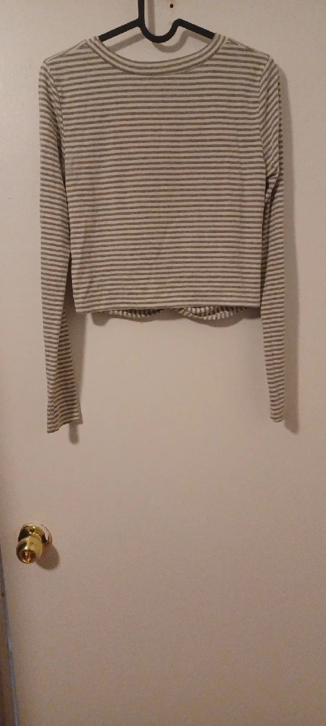 Striped Long Sleeve Crop Top image indicator(2)