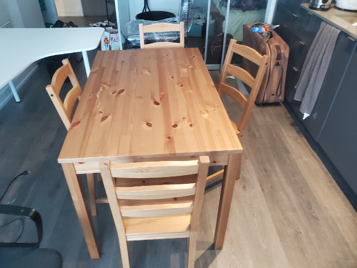 IKEA Solid Pine Dining Table with 4 Chairs