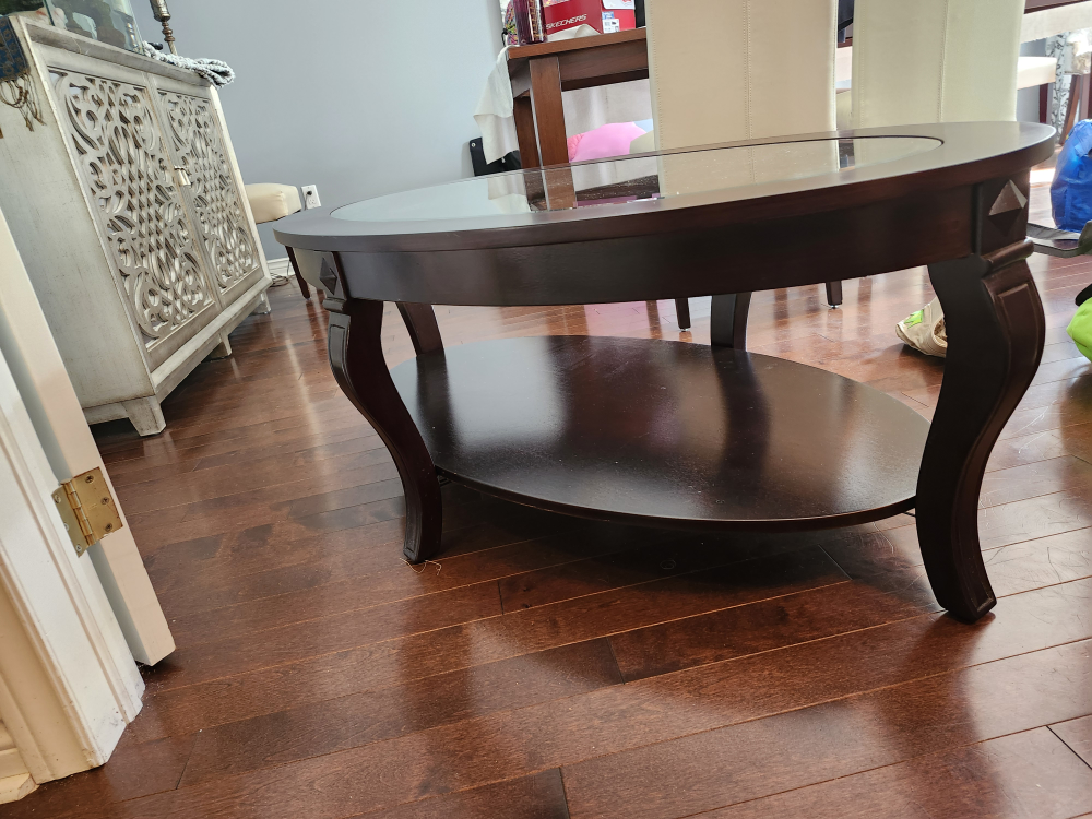 Oval Glass Top Coffee Table