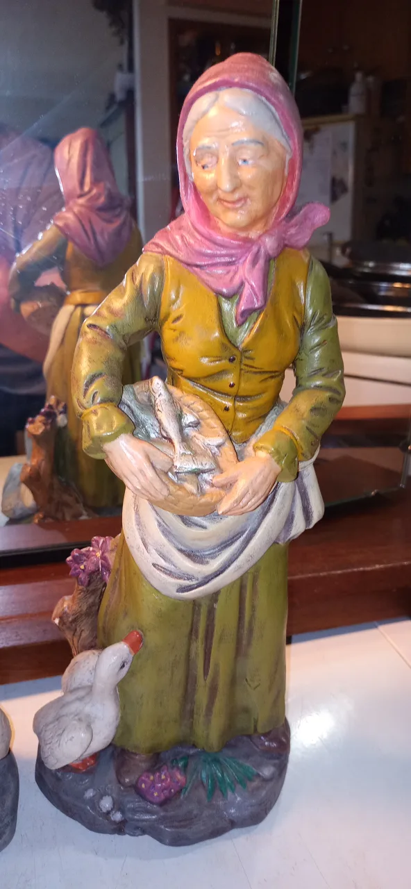 Mid Century Chalk Art Hunter & Woman Figurines image indicator(2)