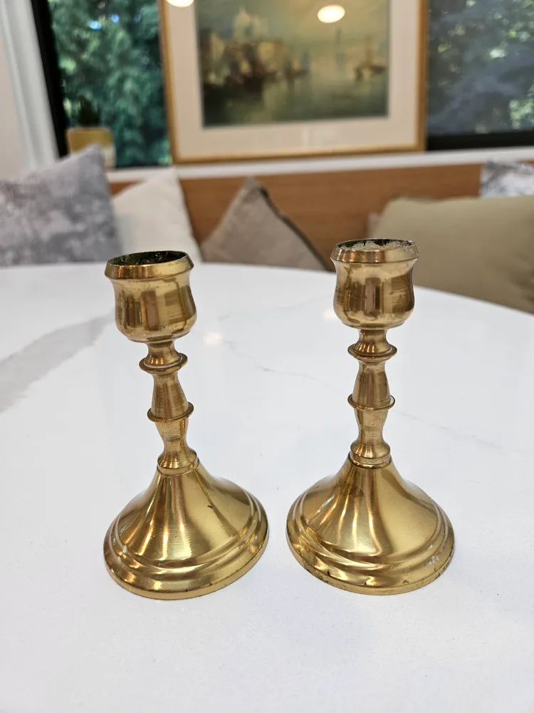 Vintage Brass Candle Holders (set of 2) thumbnail