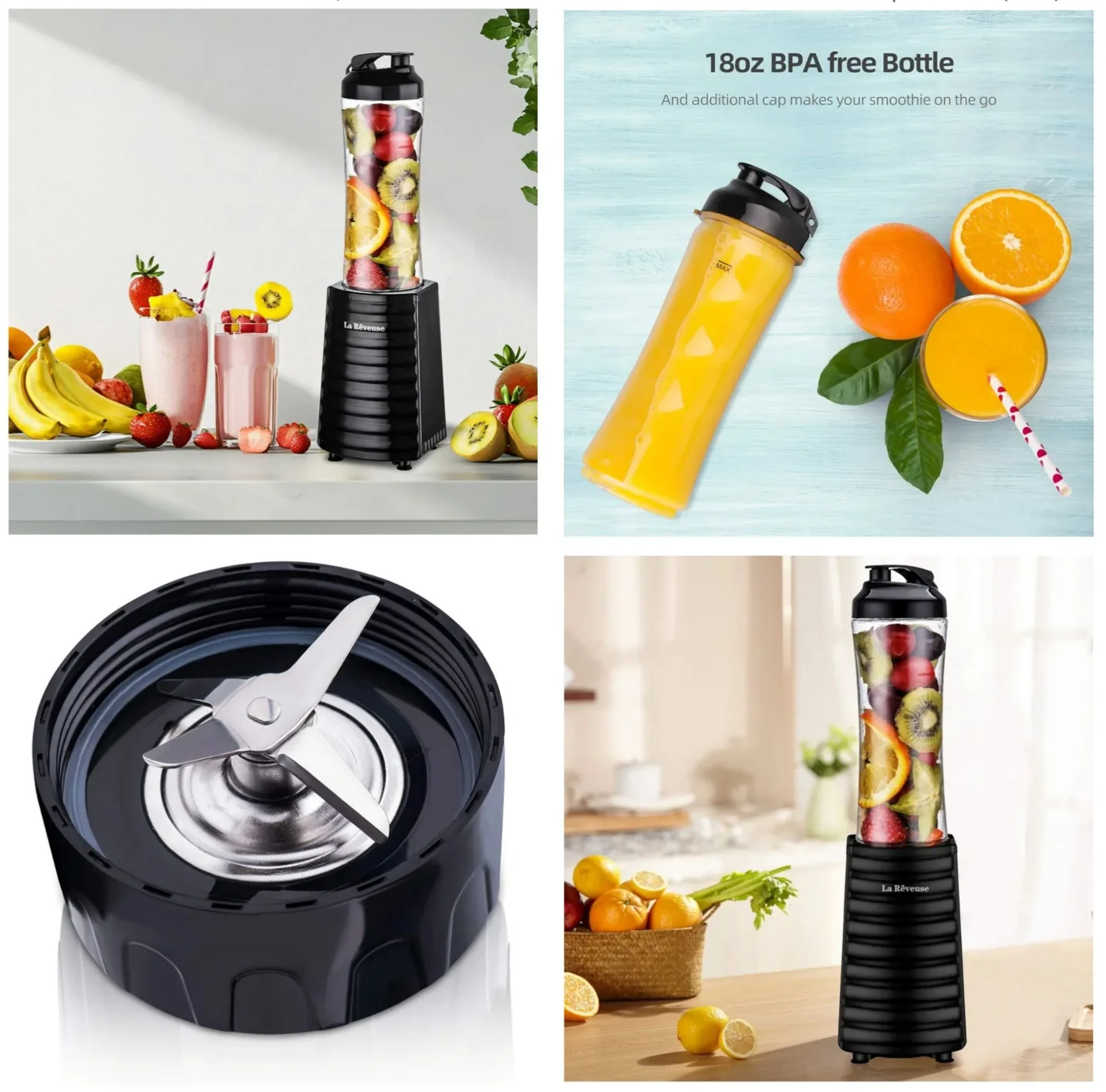➡️LaReveuse Smoothies Blender Personal Size 300Watts, 18 oz image indicator(4)