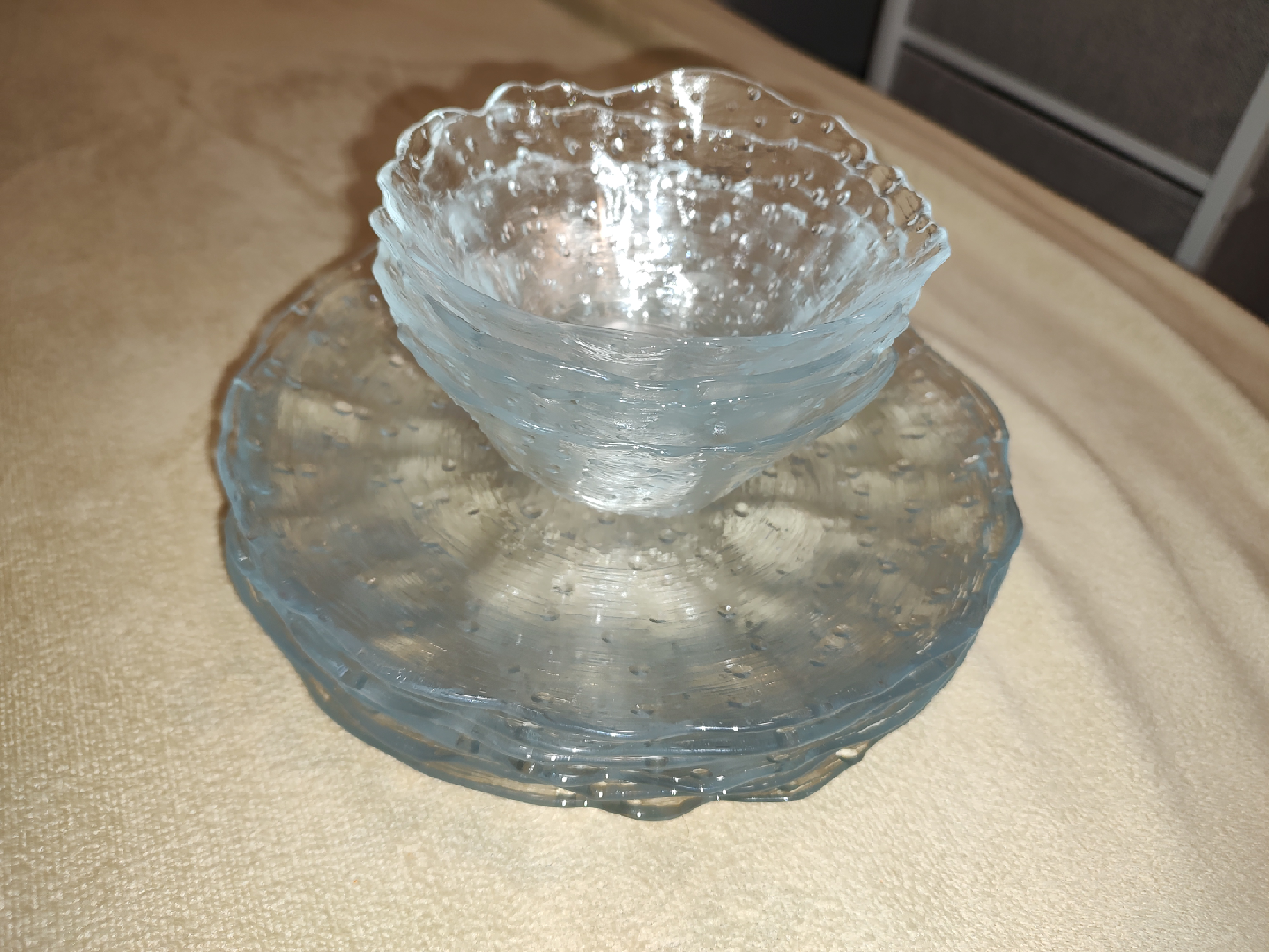 Textured Glass Bowls and Plates Set (Free)