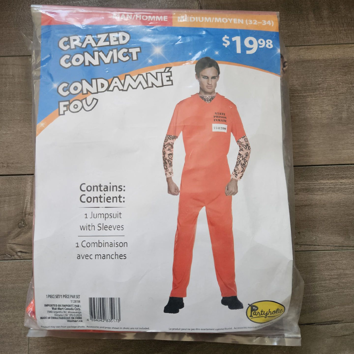 Crazed Convict Costume - Size Medium (32-34)