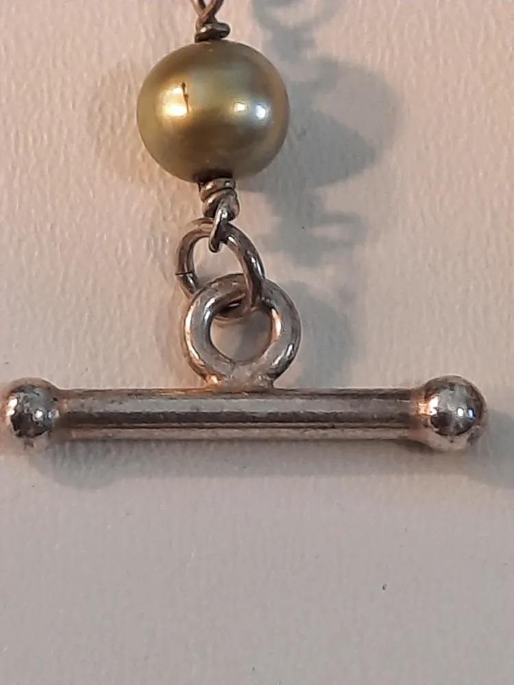 Handmade Pearl Necklace 925 silver closings with Glass Pendant image indicator(6)