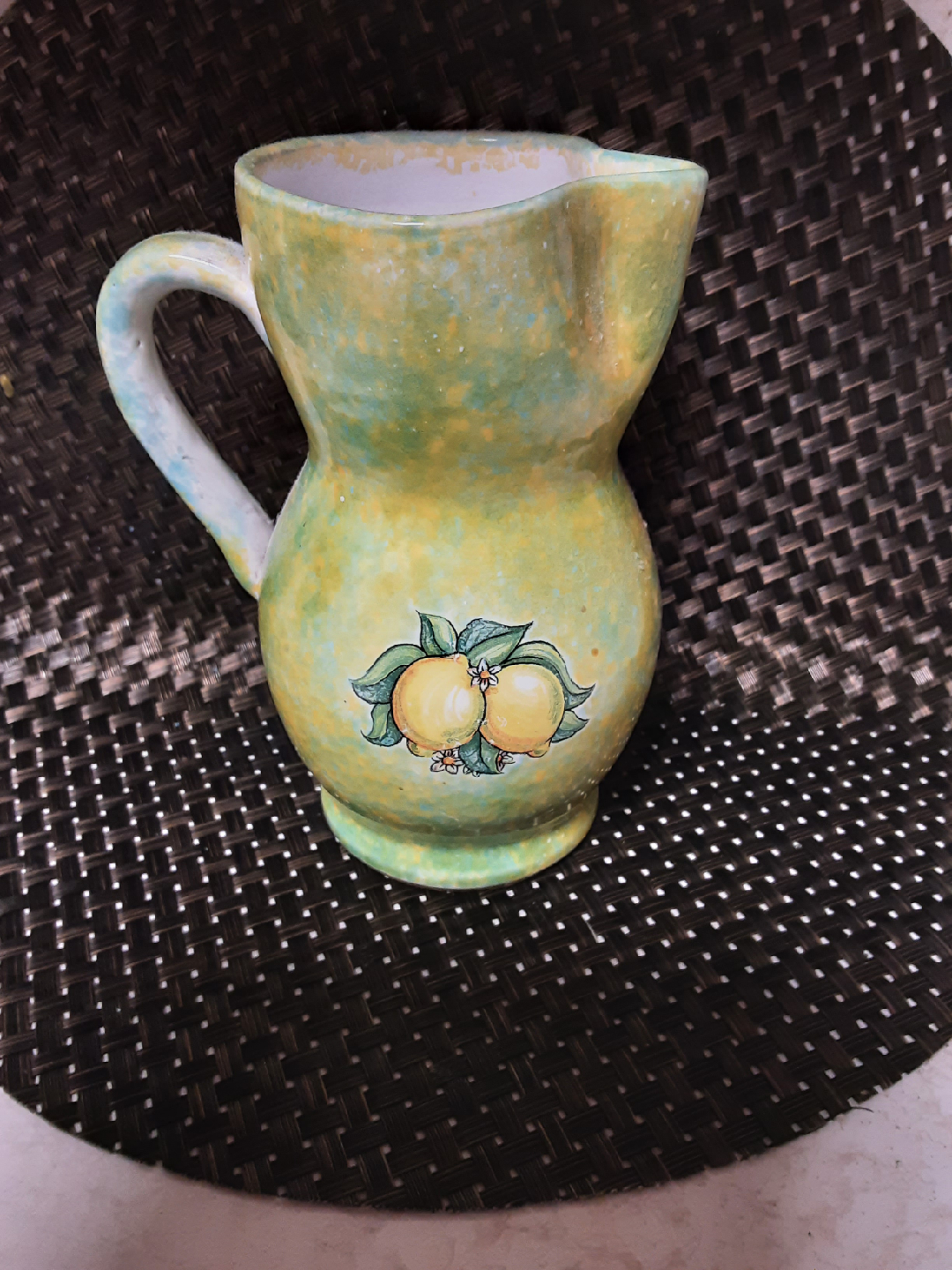 Hand-painted Ceramic Pitcher - Yellow & Green