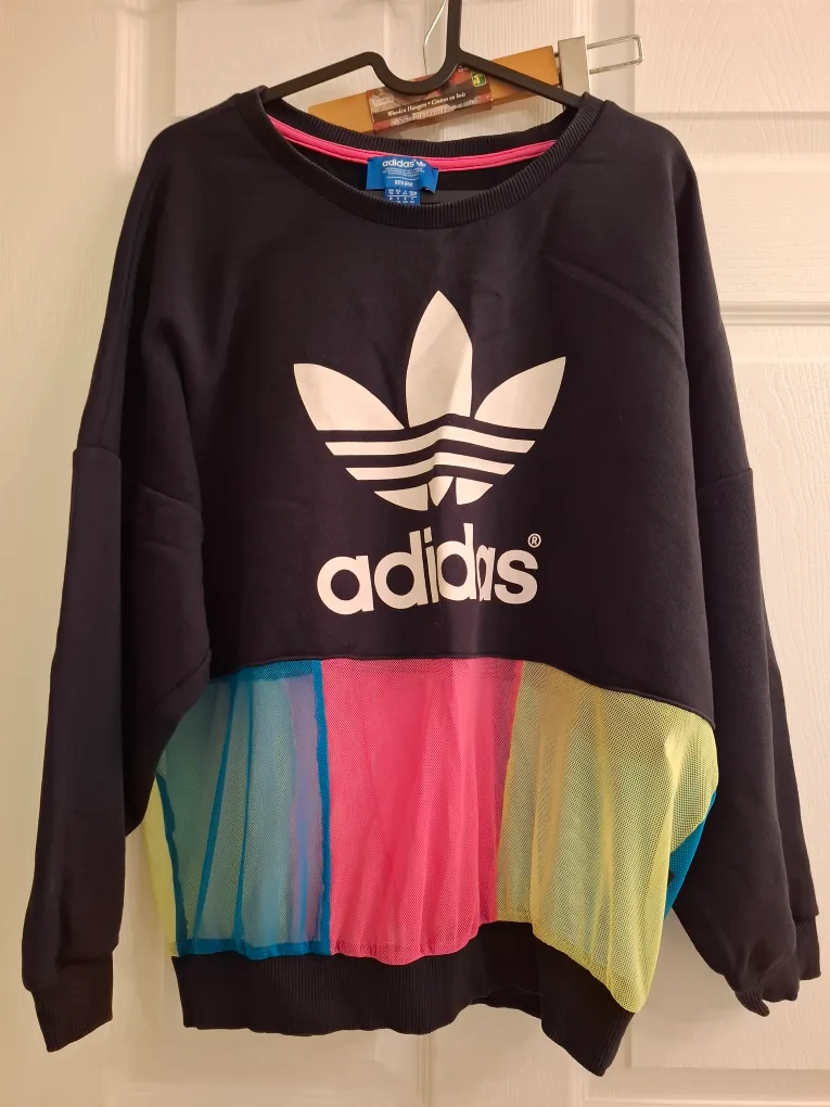 Adidas Black Sweatshirt with Colourful Mesh Detail thumbnail