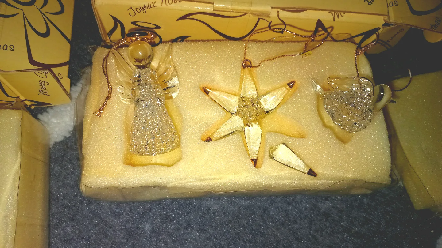 Avon Sparkling Glass Ornaments - Angel, Snowflake, Dove image indicator(5)