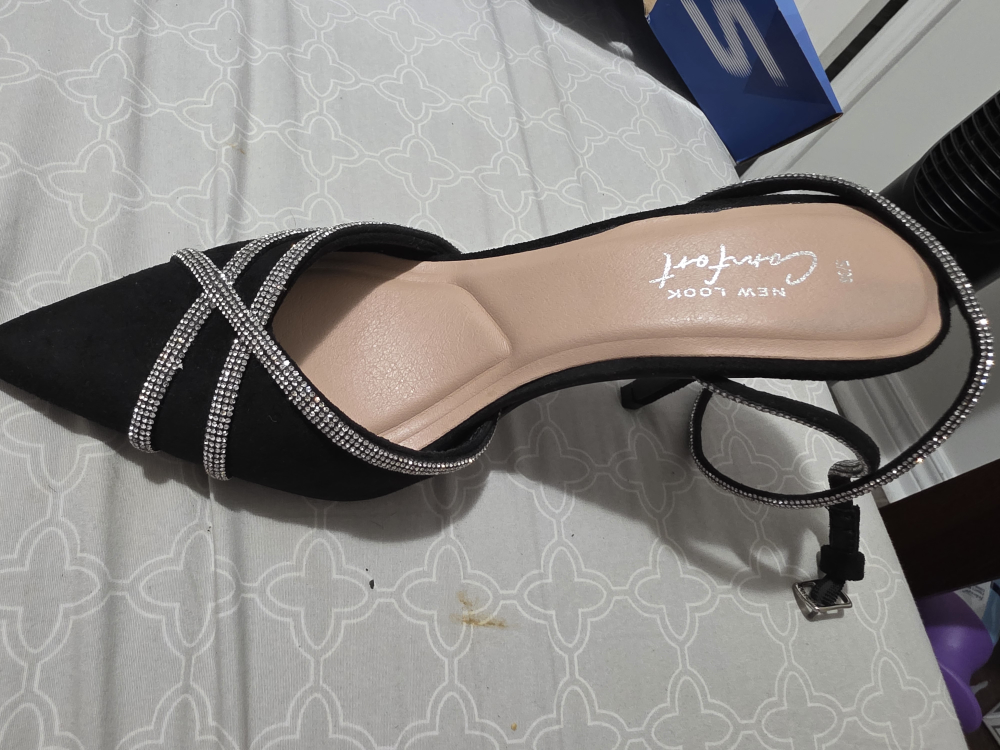 New Look Black Rhinestone Heels - Size 5