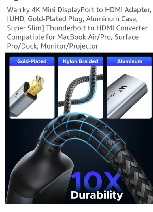 NEW Warrky 4K Mini DisplayPort to HDMI Adapter image indicator(3)