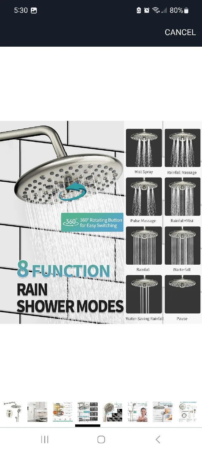 SR SUN RISE 10 Inch Shower Head - Brushed Nickel image indicator(4)