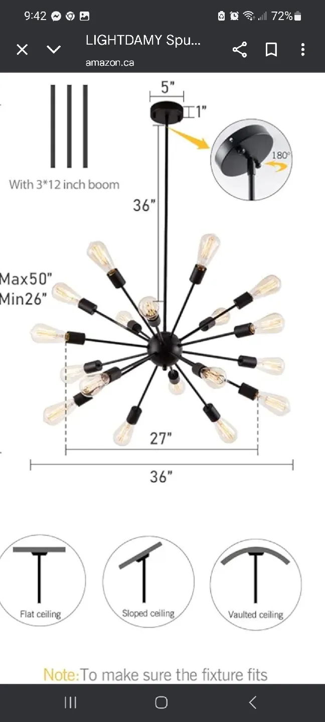 LIGHTDANY Sputnik Chandelier - 18 Light brand new image indicator(2)
