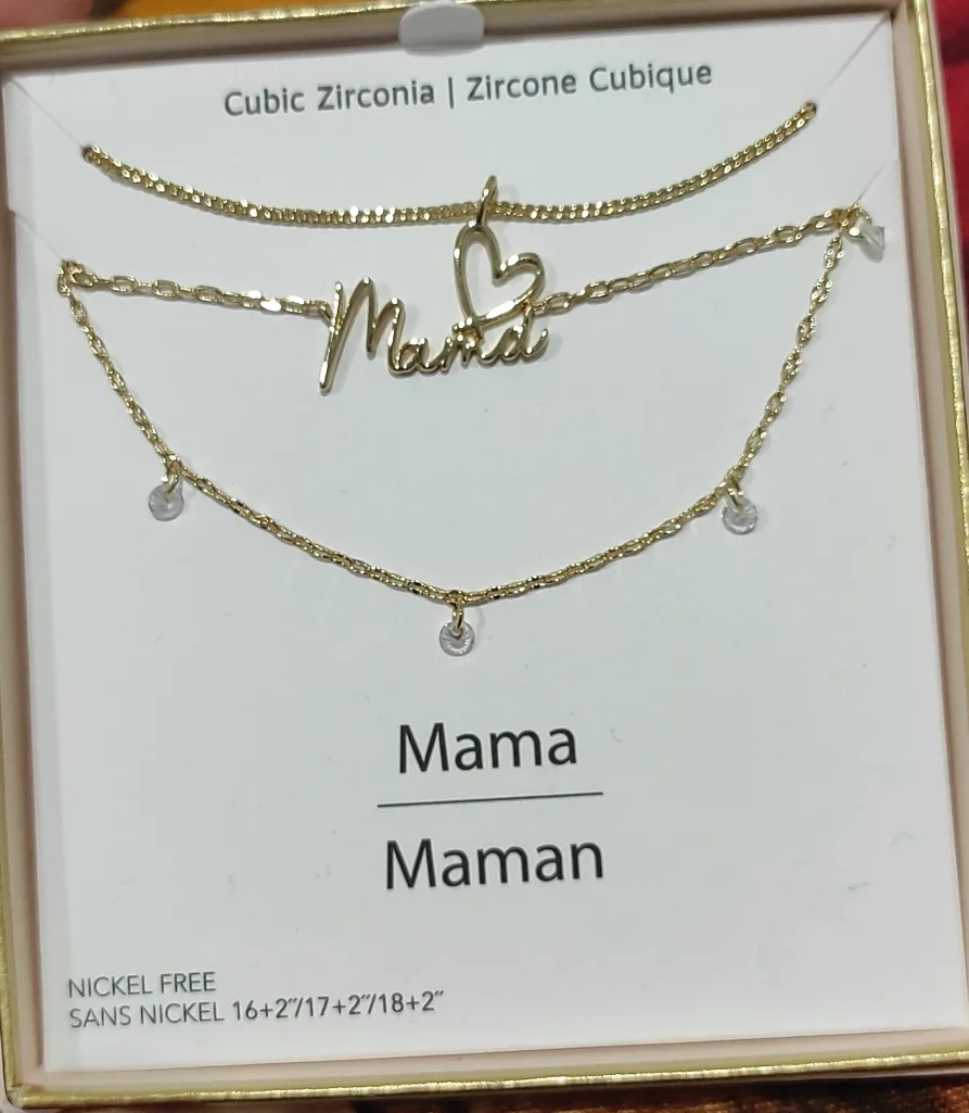Mama Necklace - Gold, Cubic Zirconia thumbnail
