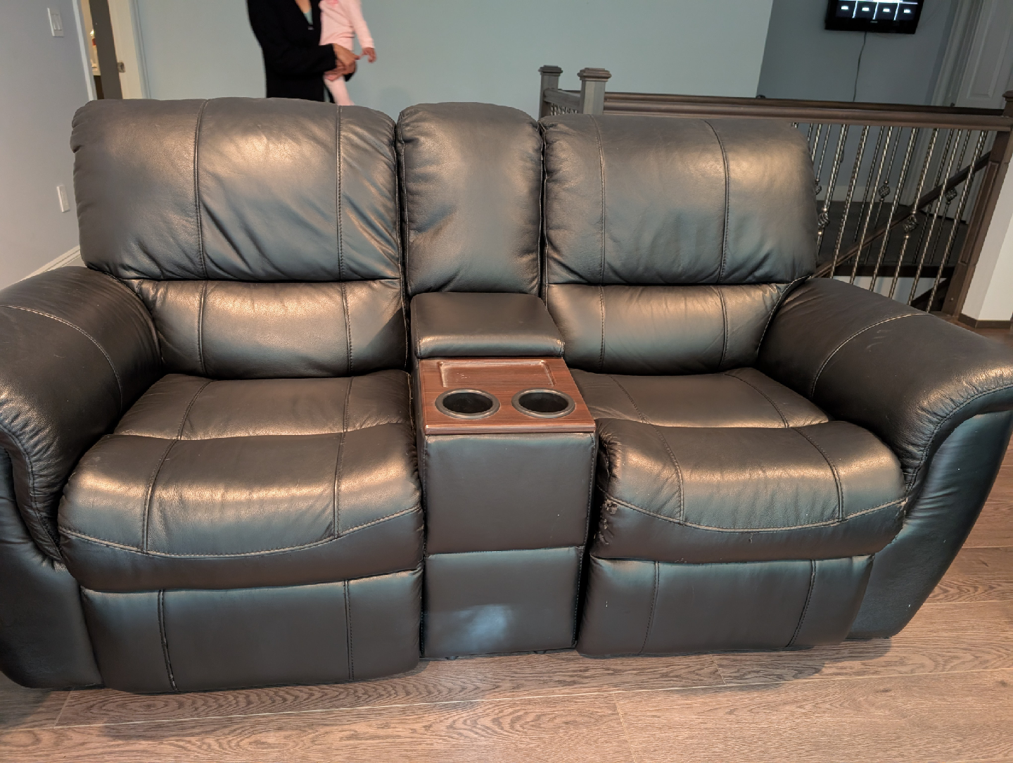Black Leather Reclining 3 Seater Sofa, Loveseat & Chair Set - photo 5