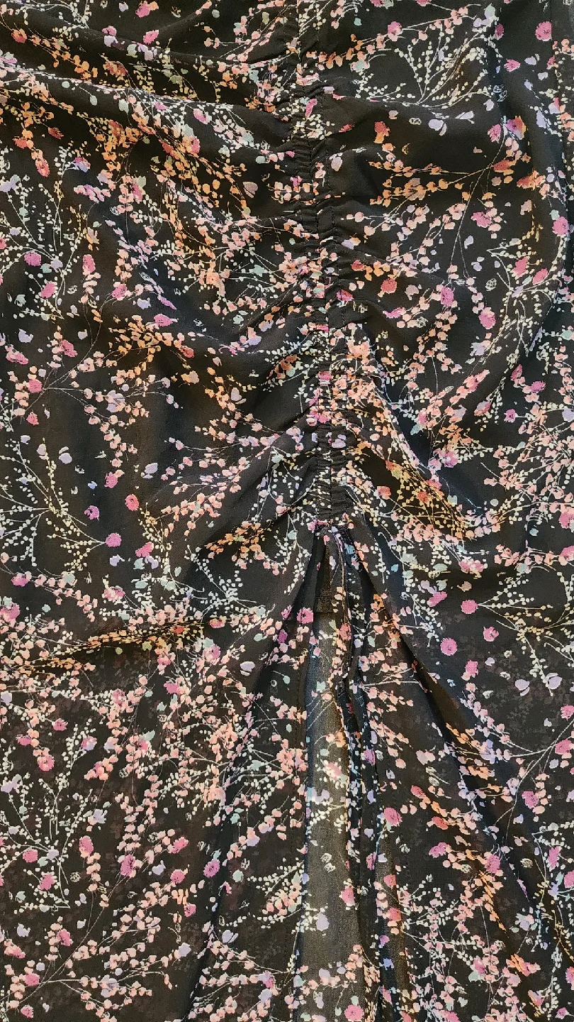 Floral Print Midi Skirt with Ruched Details image indicator(2)