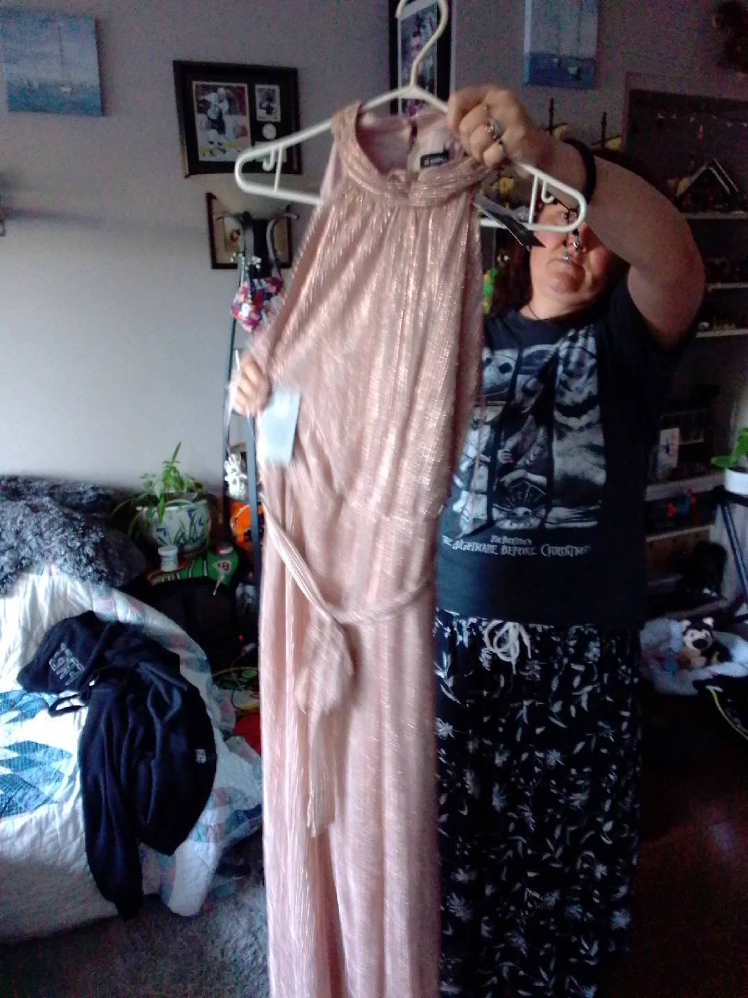 Le Chateau JJ Fashions Rose Gold Maxi Dress thumbnail