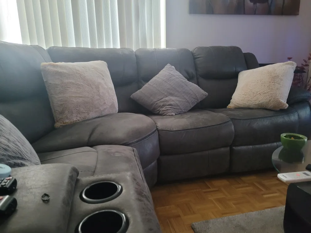 Grey Reclining Sectional Sofa with USB Port thumbnail