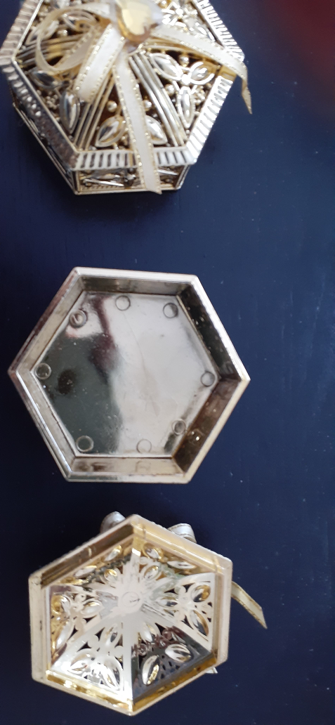 Decorative Gold Hexagon Trinket Boxes