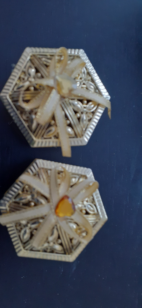 Decorative Gold Hexagon Trinket Boxes - photo 2