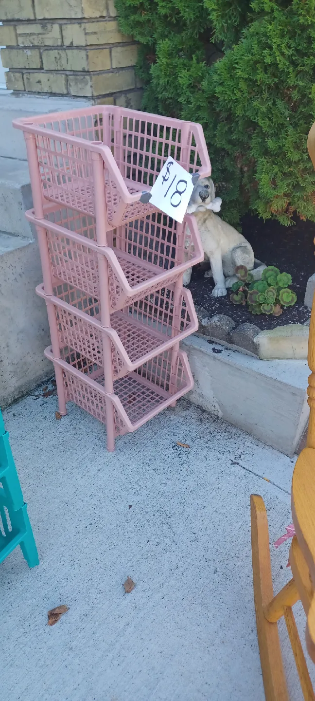 Pink Stackable Storage Baskets - 4 Tier thumbnail