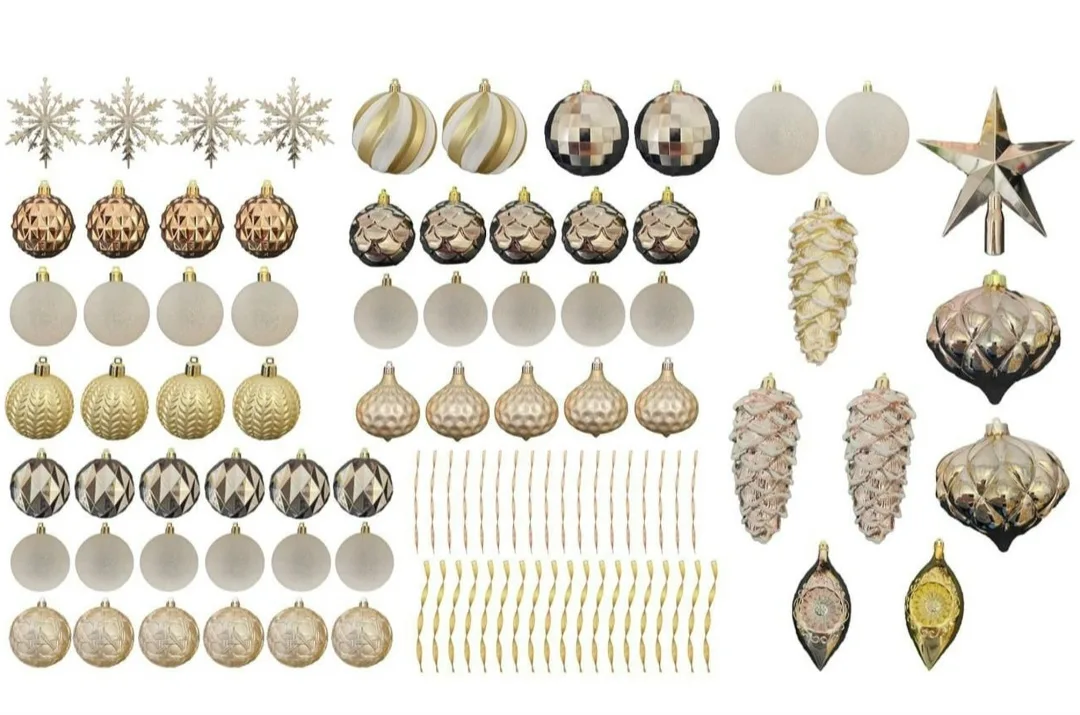 100 Christmas Ornament Set - Gold, Bronze, pink thumbnail