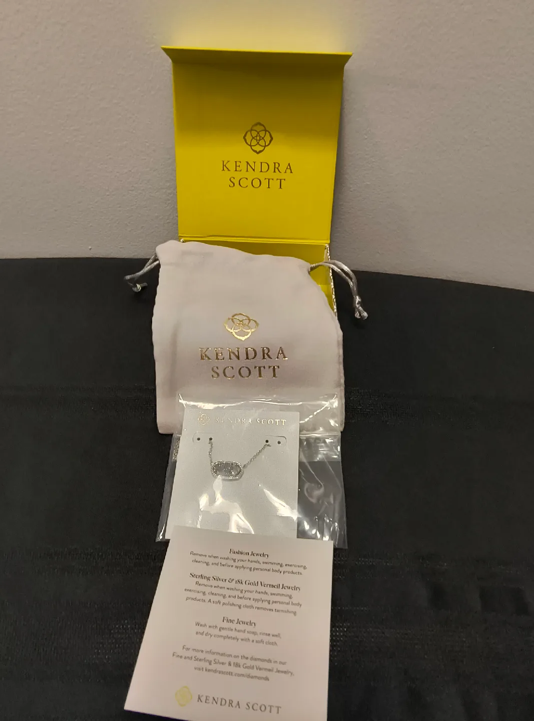 New Kendra Scott Elisa Necklace - Rhodium Platinum Drusy thumbnail