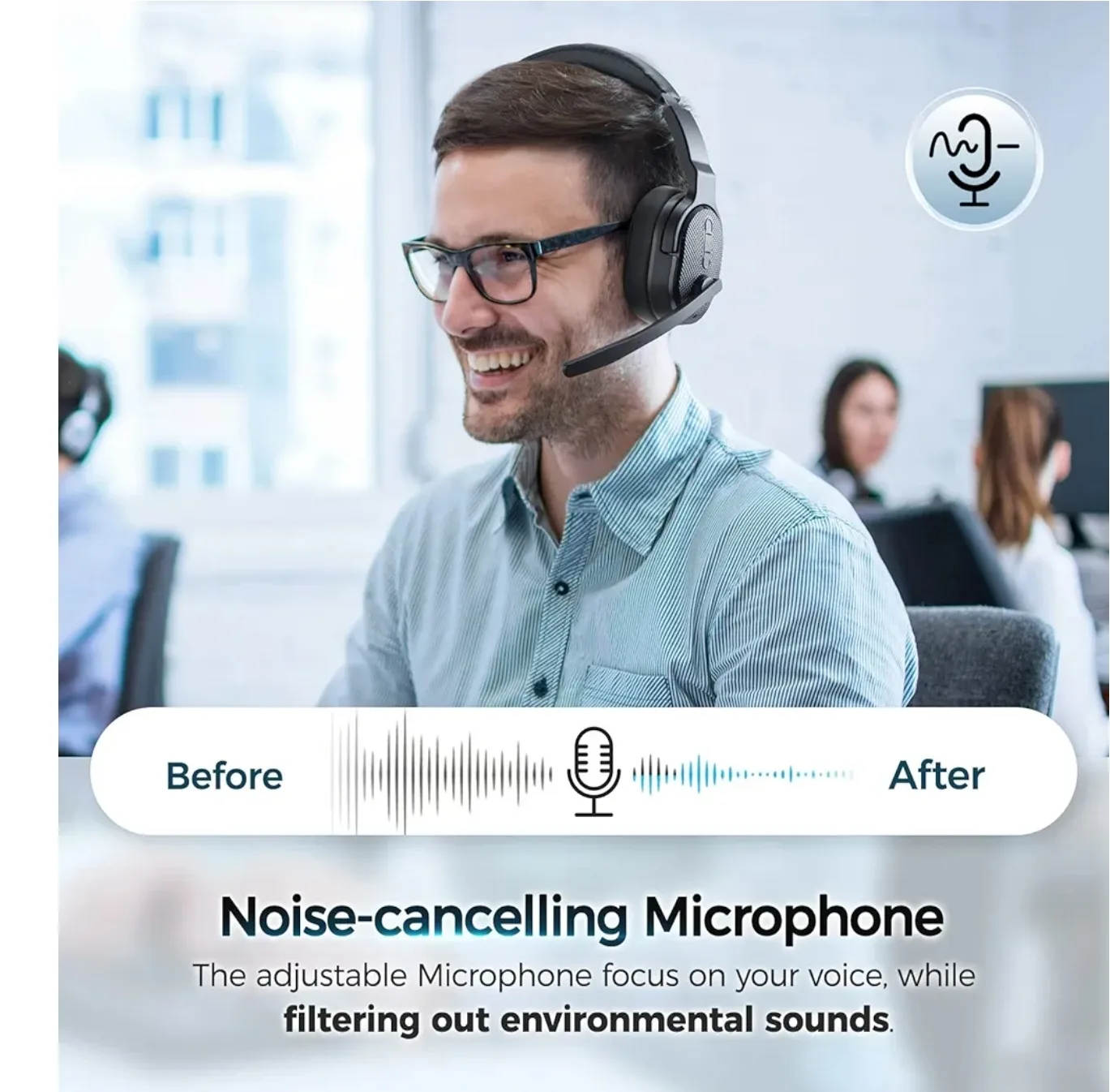 Trucker Bluetooth Headset, Wireless Headsets, Detachable Earpad image indicator(4)