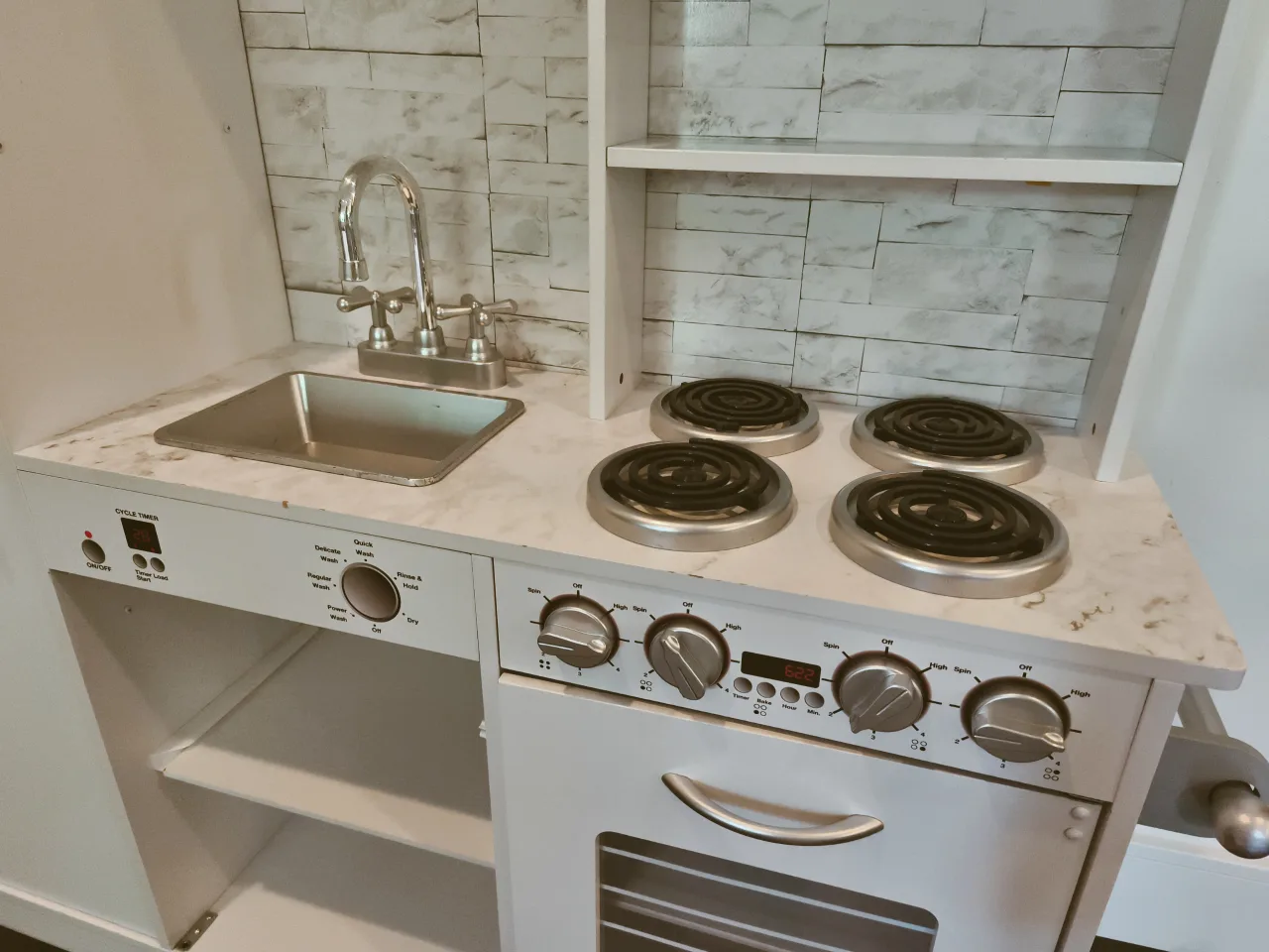 Kids White Wooden Play Kitchen Set image indicator(3)