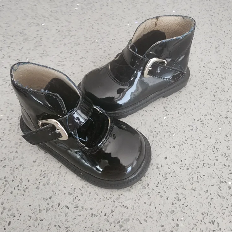 Black & Burgundy Patent Leather toddler shoes! image indicator(2)