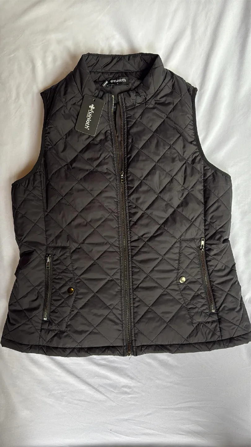 fuinloth Black Quilted Vest - Size L thumbnail