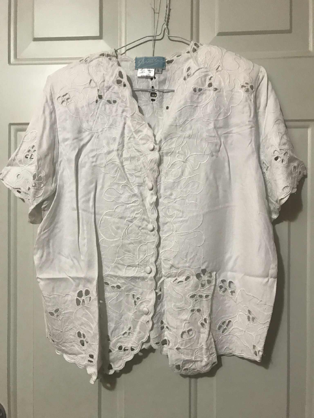 Justlia White Rayon Blouse & Pink Rayon Skirt - Size S