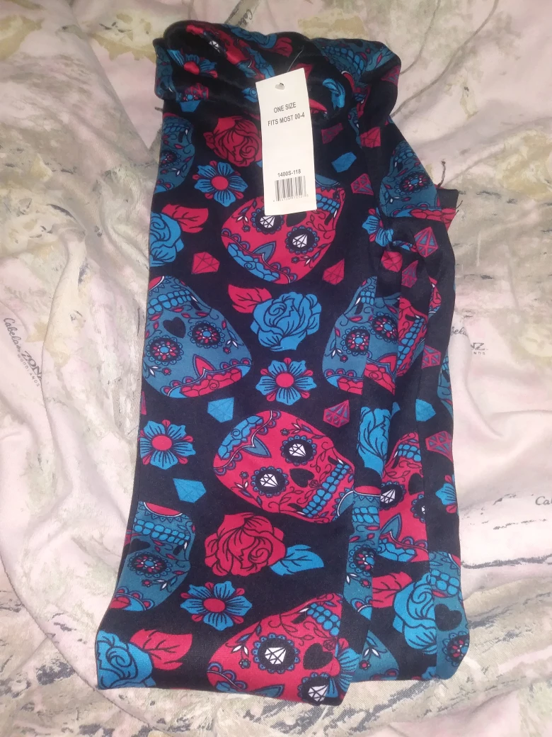 Skull Print Leggings - One Size xs small