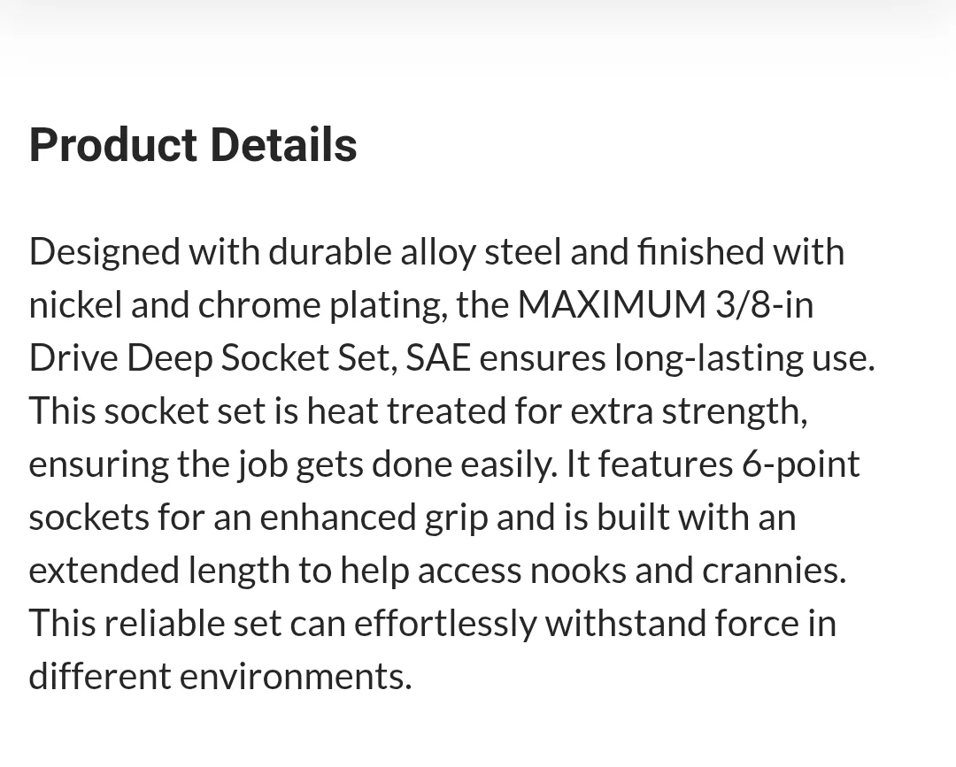 Brand New MAXIMUM 3/8-in Drive Deep Socket Set 12-pc image indicator(3)