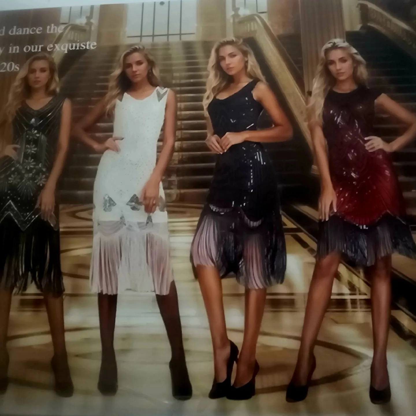 NEW in box 8Pc  Flapper Dress - Red & Black image indicator(10)