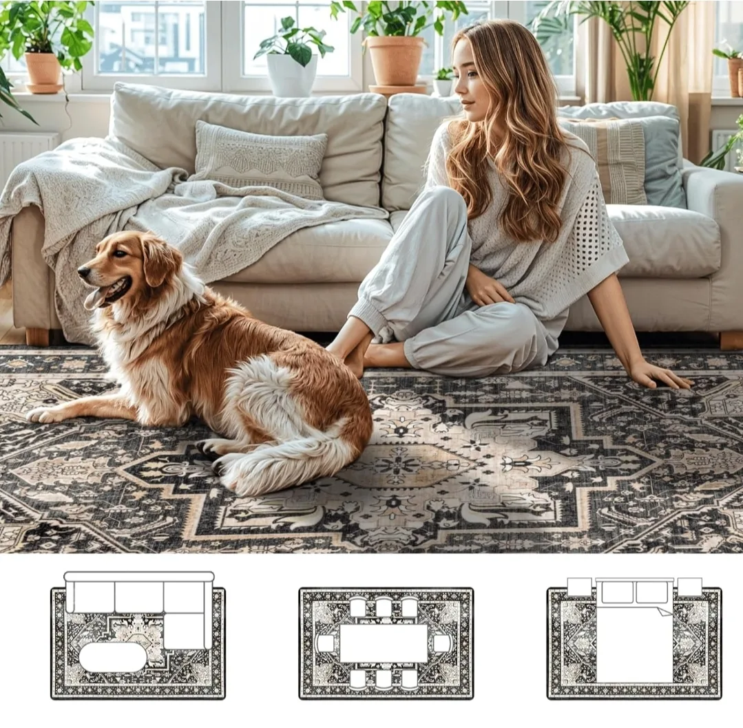 New - Area Rug Non Slip Washable 8x10ft image indicator(4)